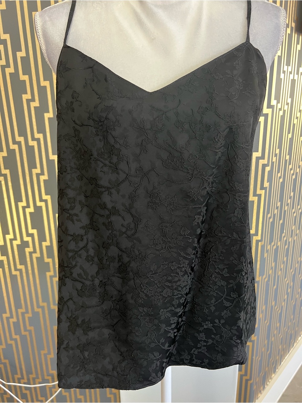 Theory Black Floral Jacquard Slip Camisole